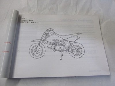 03 2003 Honda XR50R owners manual FACTORY OEM