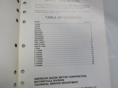 Suzuki Factory Wiring Diagrams Manual 1989 genuine factory manual  1989