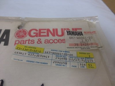 NOS Yamaha Jet Unit Gasket Kit WRA650  6R8-W0001-20