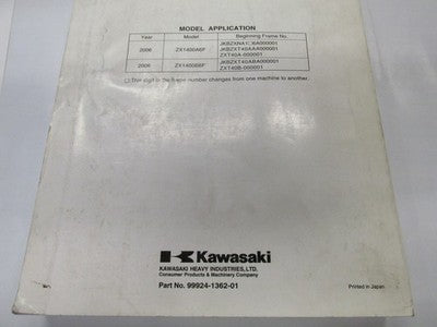 2006 KAWASAKI NINJA ZX-14 / ZZR 1400 ABS MOTORCYCLE SERVICE MANUAL 99924-1362-01