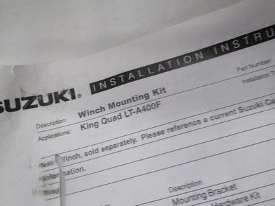 Suzuki OEM KQ4 Winch Mount Kit King Quad LTA400 LT-A400F 990A0-45064 Warn 78400