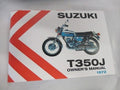 Suzuki T350 OWNERS MANUAL  1972  T350J