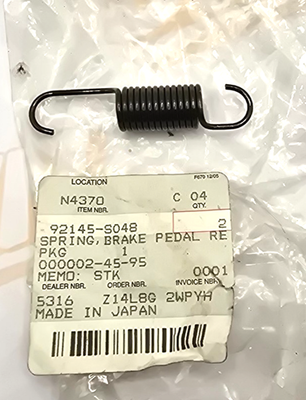 Kawasaki Genuine Spring,Brake Pedal Return - 92145-S048