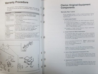 Audio System Warranty Instructions for Yamaha XVZ13 T