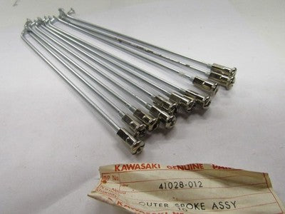 NOS OEM KAWASAKI F3 F4 INNER AND OUTER FRONT SPOKE QTY10 EA  41027-015 41028-012