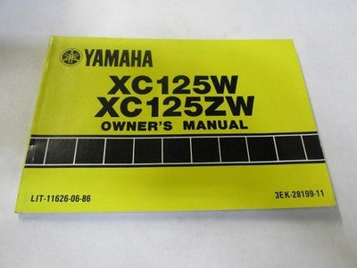1989 YAMAHA MOTORCYCLE XC125W XC125ZW LIT-11626-06-86 OWNERS MANUAL