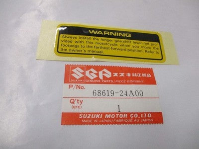 NOS Suzuki 1986-1988 GV1400 Warning Label 68619-24A00