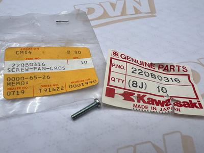 Kawasaki NOS NEW 220B0316 Screw 3x16 KX KZ KDX