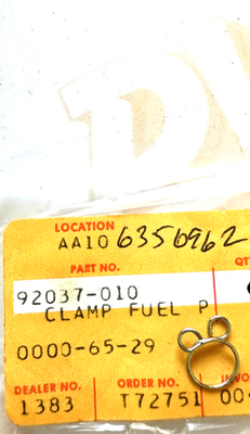 NOS Kawasaki OEM Part # 92037-010 Fuel Pipe Clamp