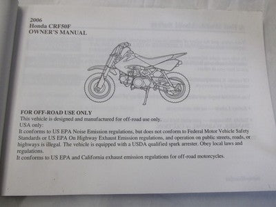 NOS OEM HONDA 2005 CRF50F OWNERS MANUAL  CRF50F