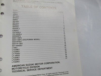 Suzuki Factory Wiring Diagrams Manual 1988 genuine factory manual  1988