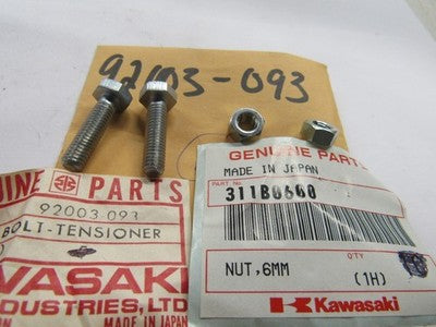 Kawasaki KZ900 KZ650 KZ1000 92003-093 BOLT,TENSIONER ADJUST WITH NUTS