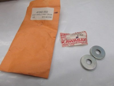NOS OEM KAWASAKI G5 G4TR MC1 G3SS FRONT DRUM DUST SHIELD 41042-002   sold as 2