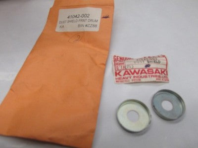 NOS OEM KAWASAKI G5 G4TR MC1 G3SS FRONT DRUM DUST SHIELD 41042-002   sold as 2