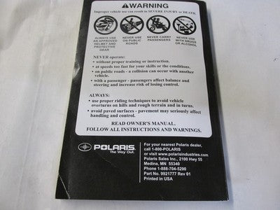 Polaris Owners Manual Book 2009 Scrambler 500 4X4