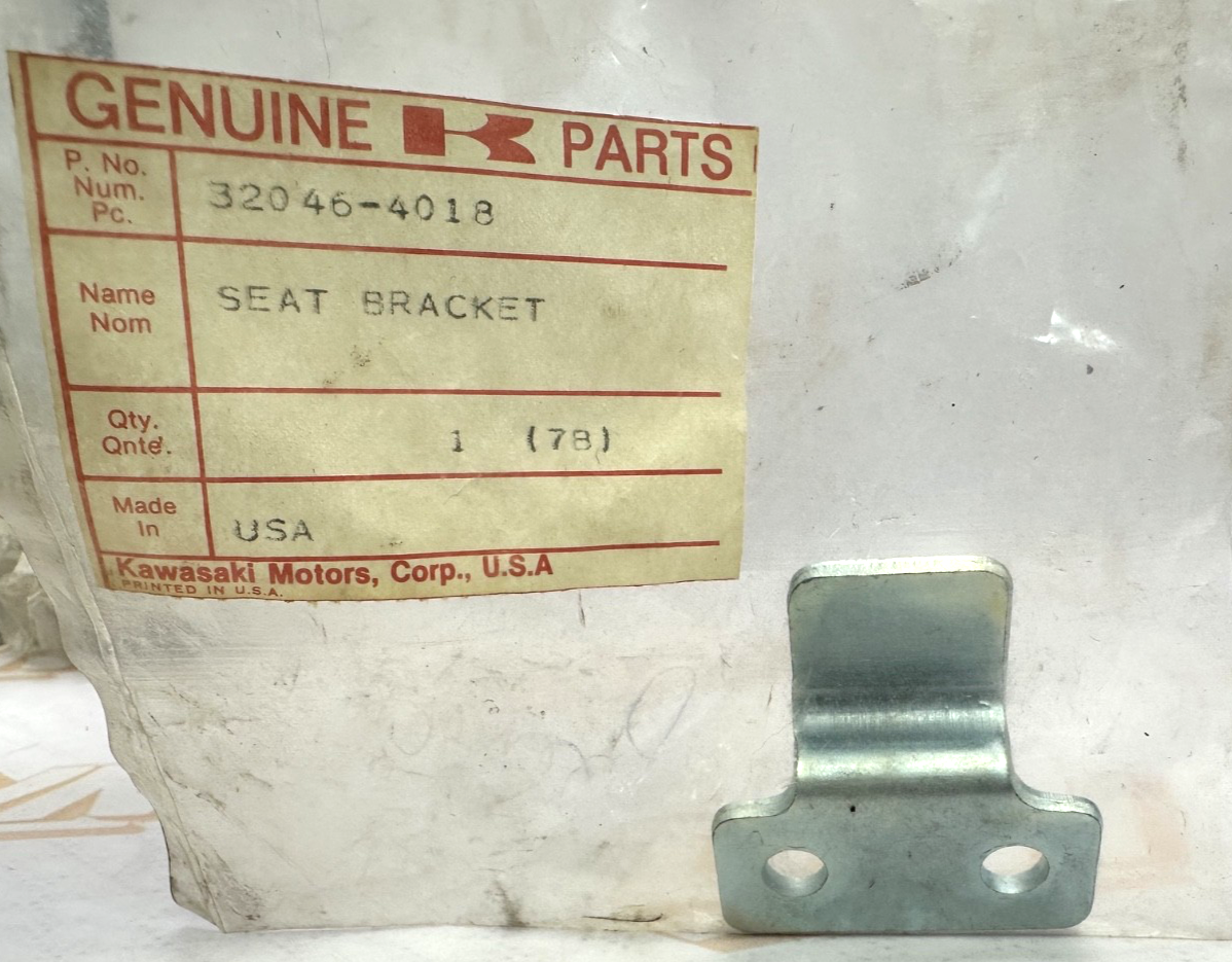 New Kawasaki Seat Bracket p/n 32046-4018 OEM New Old Stock NOS KLT185 ATV