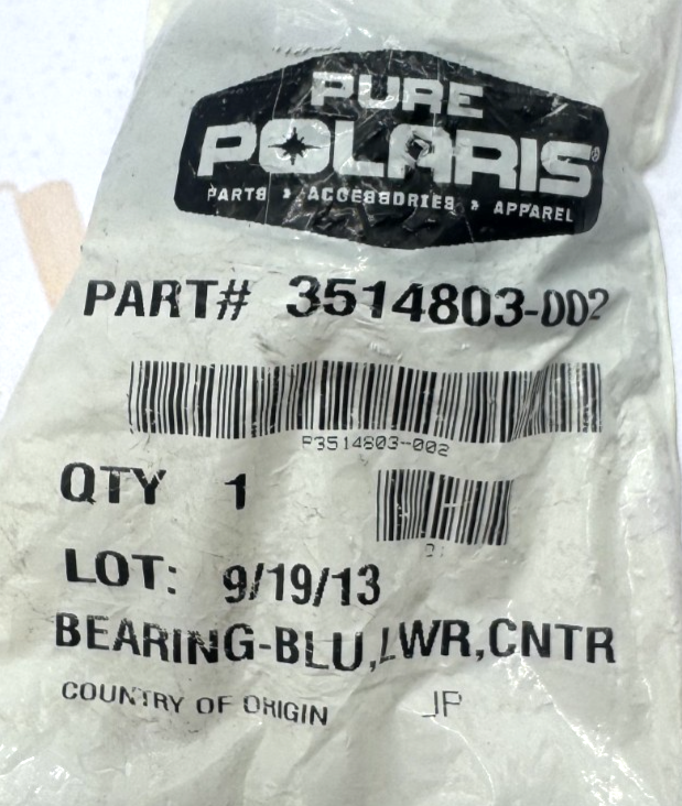 Polaris Center Lower Main Bearing, Genuine OEM - 3514803-002