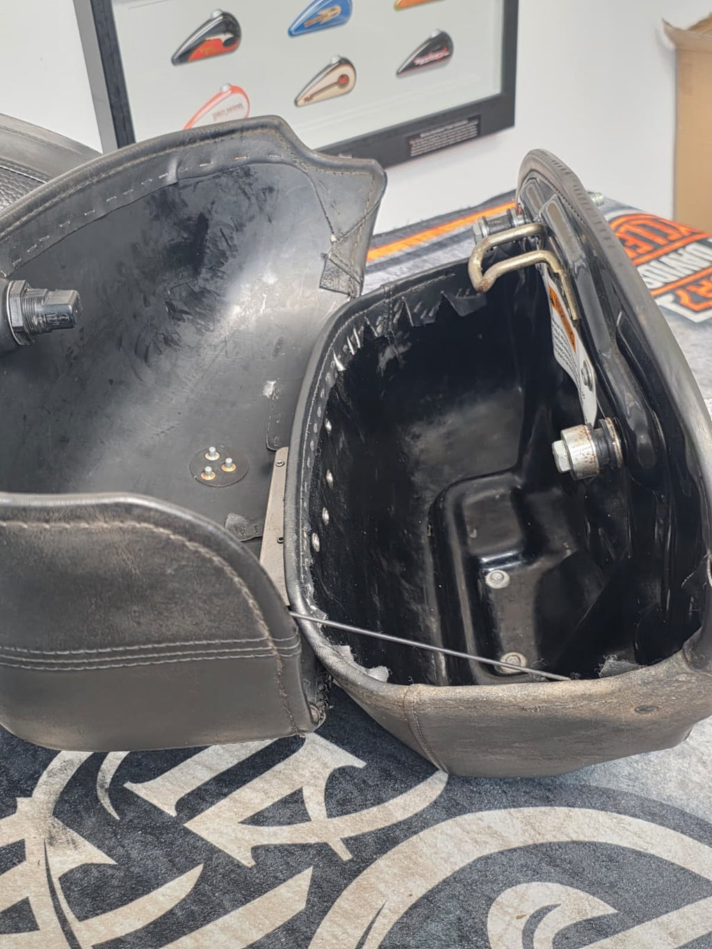 Harley-Davidson FLSTN Softail Deluxe OEM Locking Rigid Leather Saddlebags