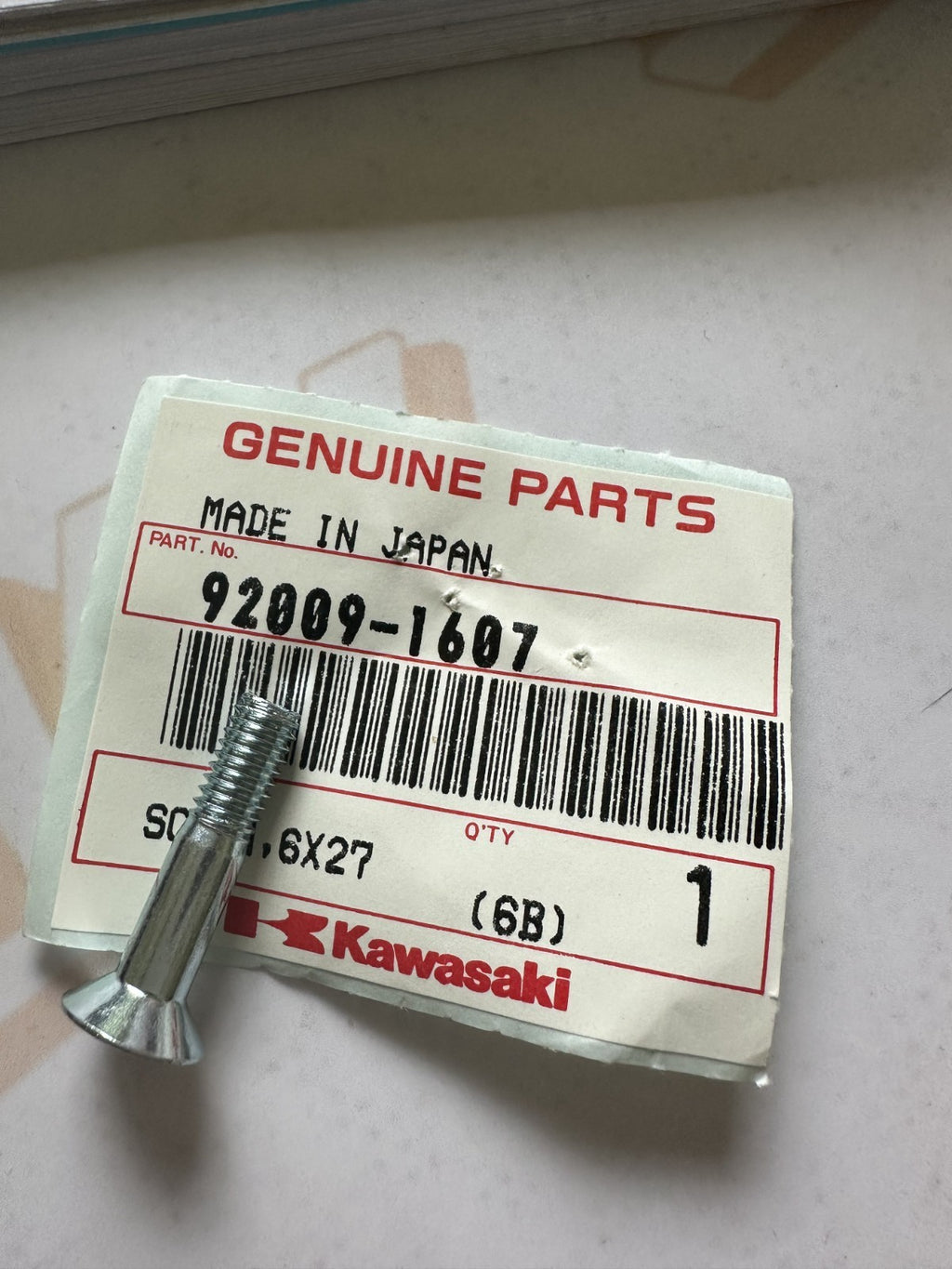 Kawasaki Genuine Screw,6X27 - 92009-1607