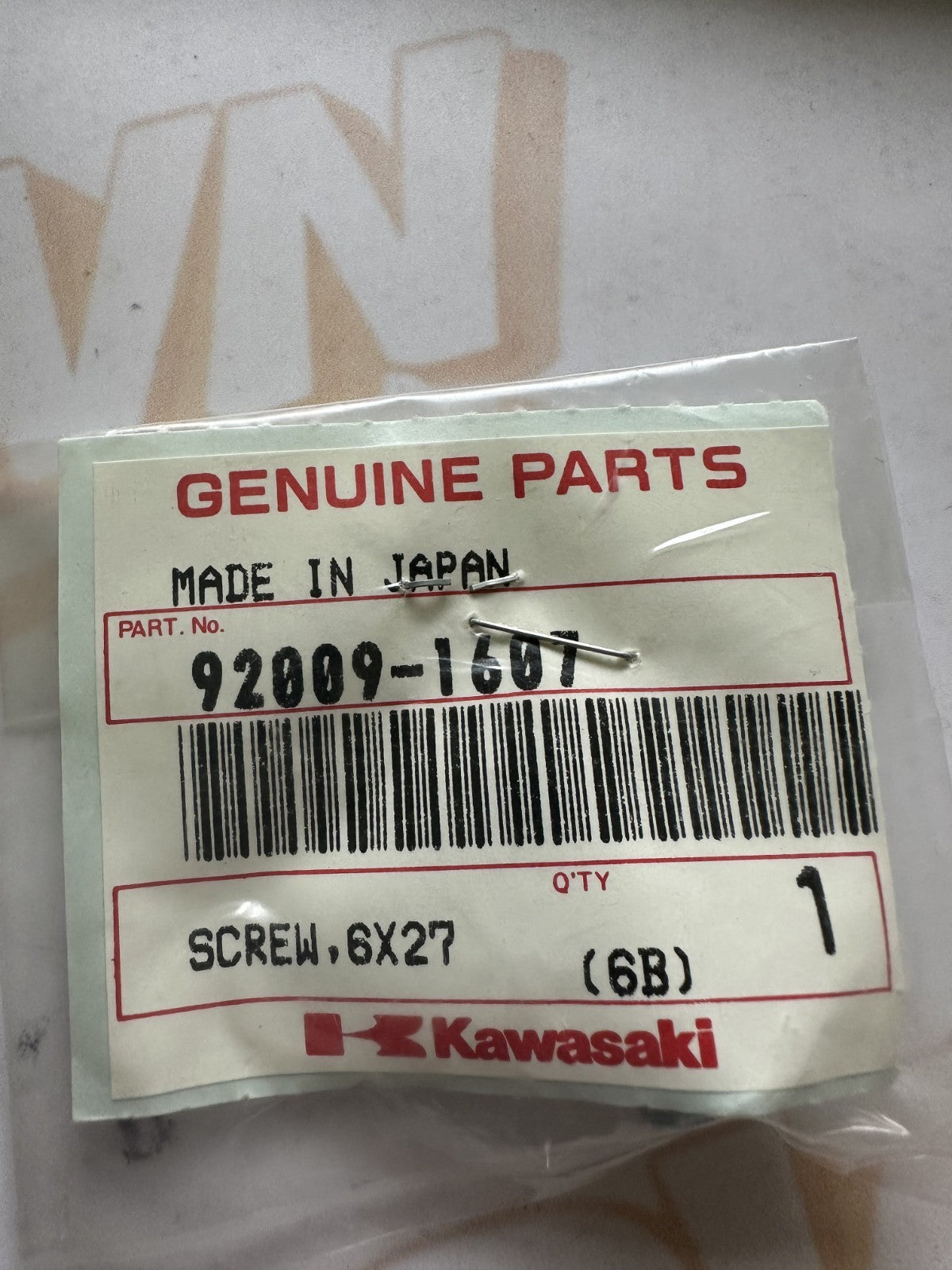Kawasaki Genuine Screw,6X27 - 92009-1607