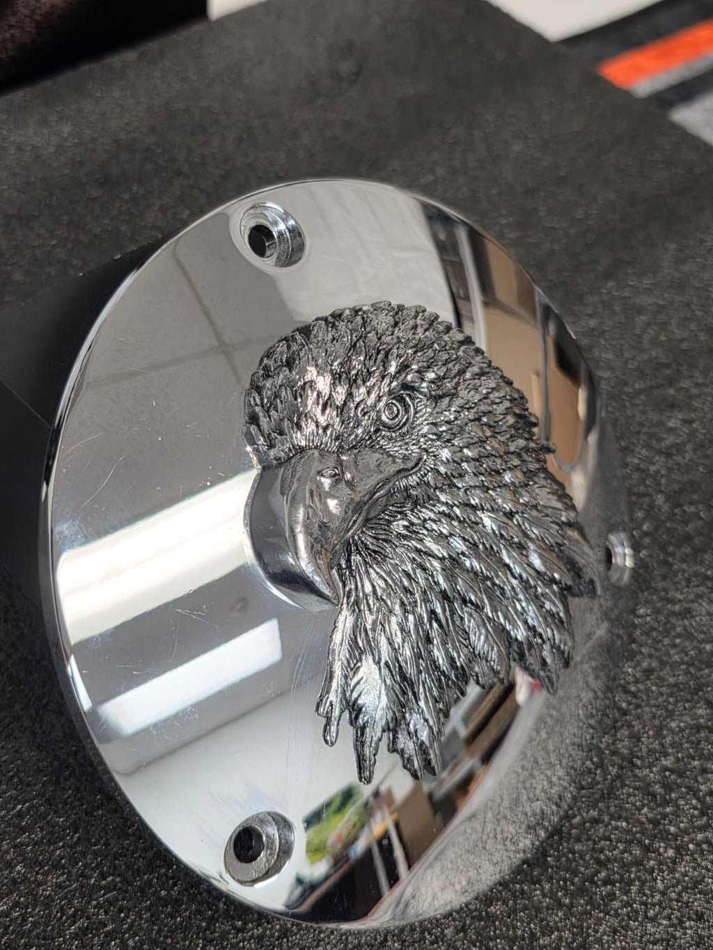 Harley Eagle   3 HOLE DERBY COVER   SOFTAIL 1970-98 EVO PRIMARY COVER