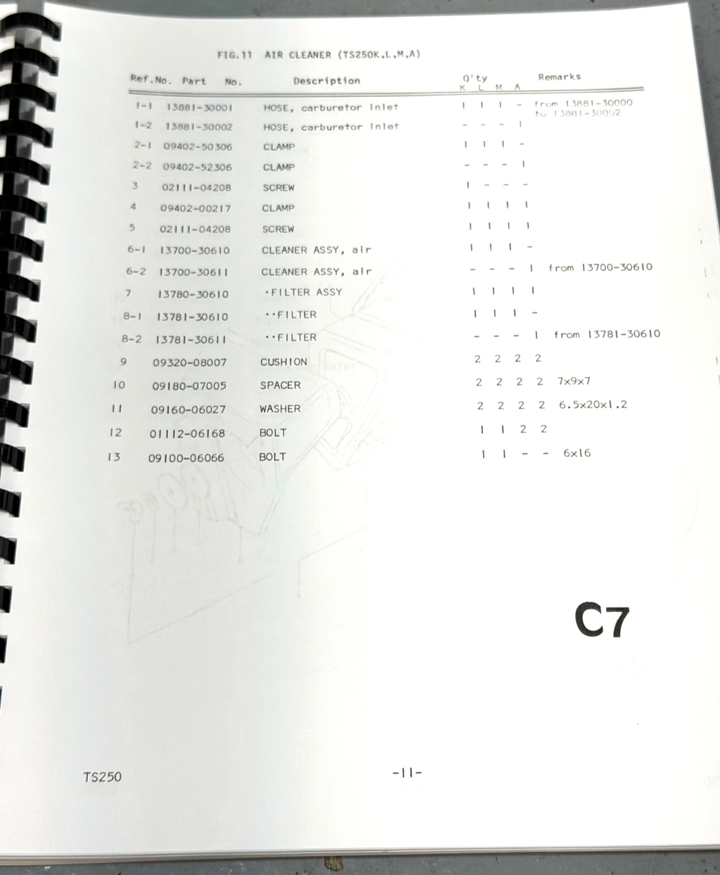 Suzuki TS250 Part Manual 1973-1977