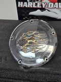 Harley primary derby inspection cover flames flamed Dyna, SOFTAIL 99-17 TWIM CAM