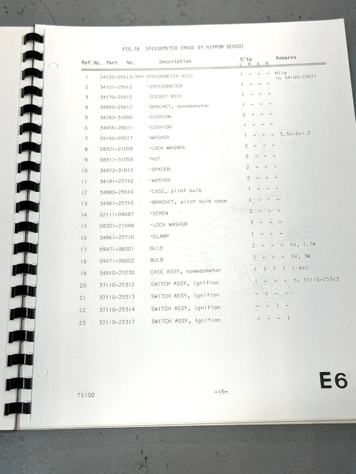 Suzuki TS100 Parts Manual 1973-1977