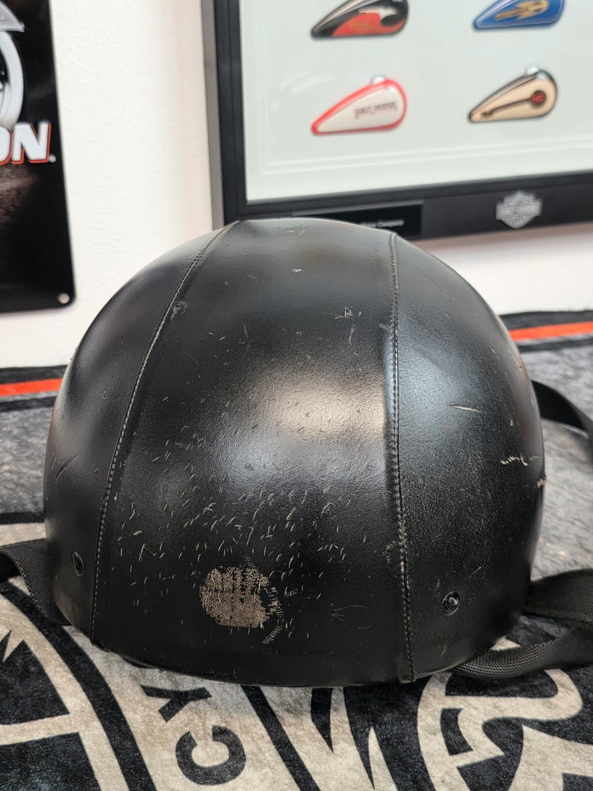 (2) FG2 DOT Leather-Wrapped Eagle Motorcycle Helmets -LARGE
