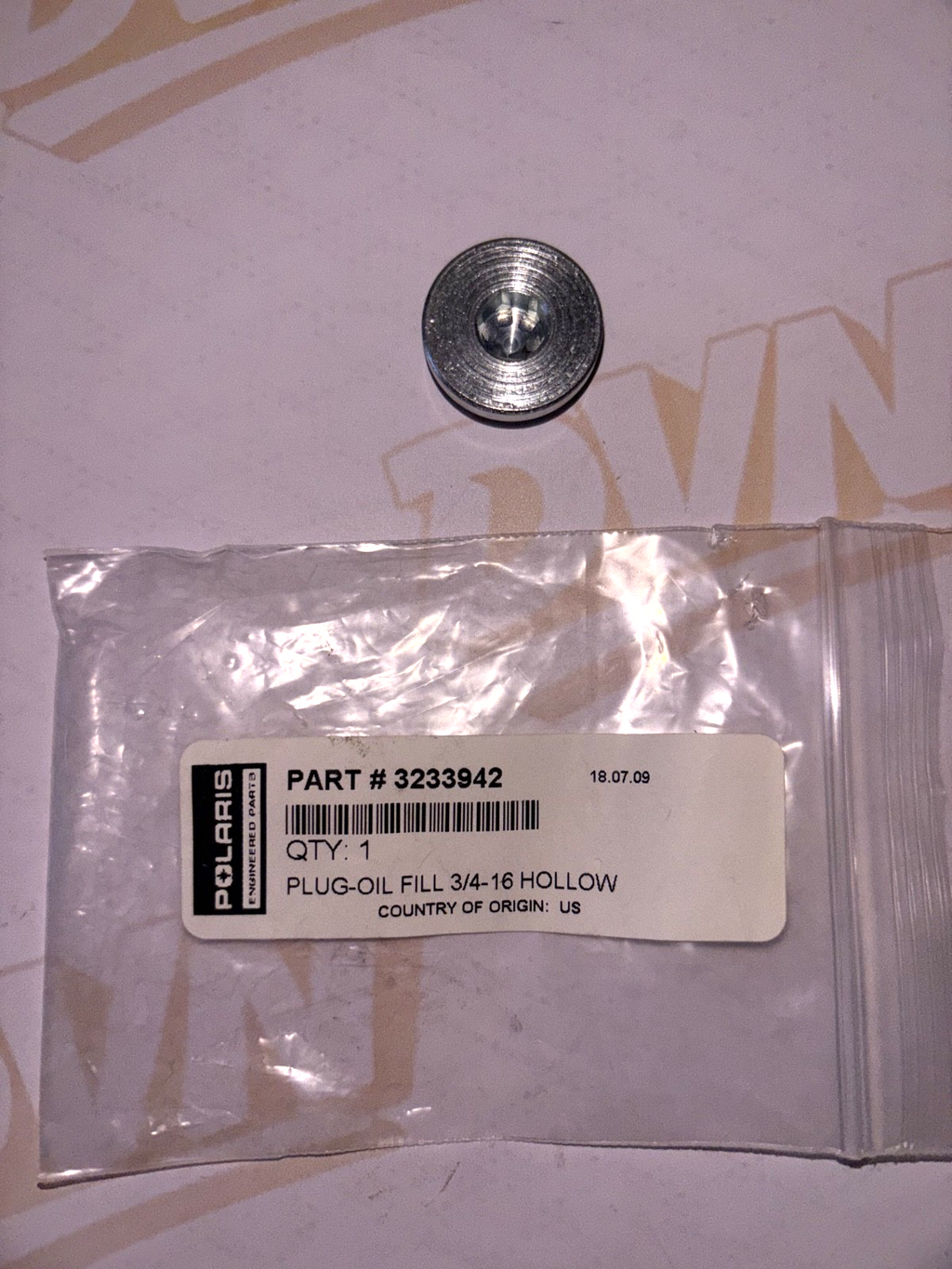 OEM - 3233942 Polaris Oil Fill Plug  3/4-16 Hollow RANGER Models Genuine