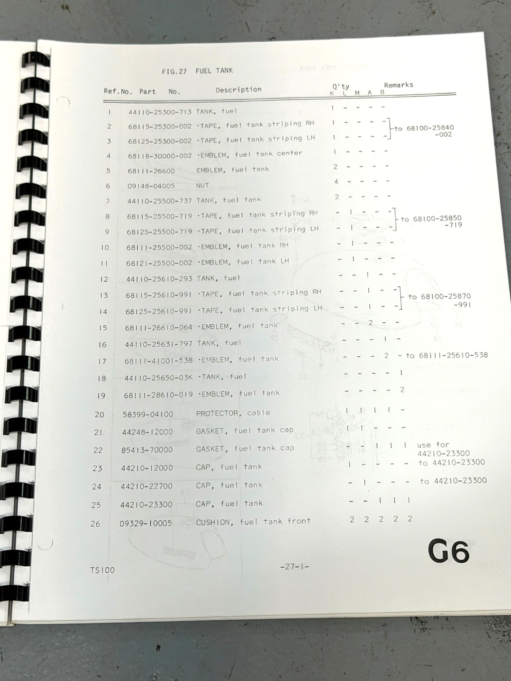 Suzuki TS100 Parts Manual 1973-1977