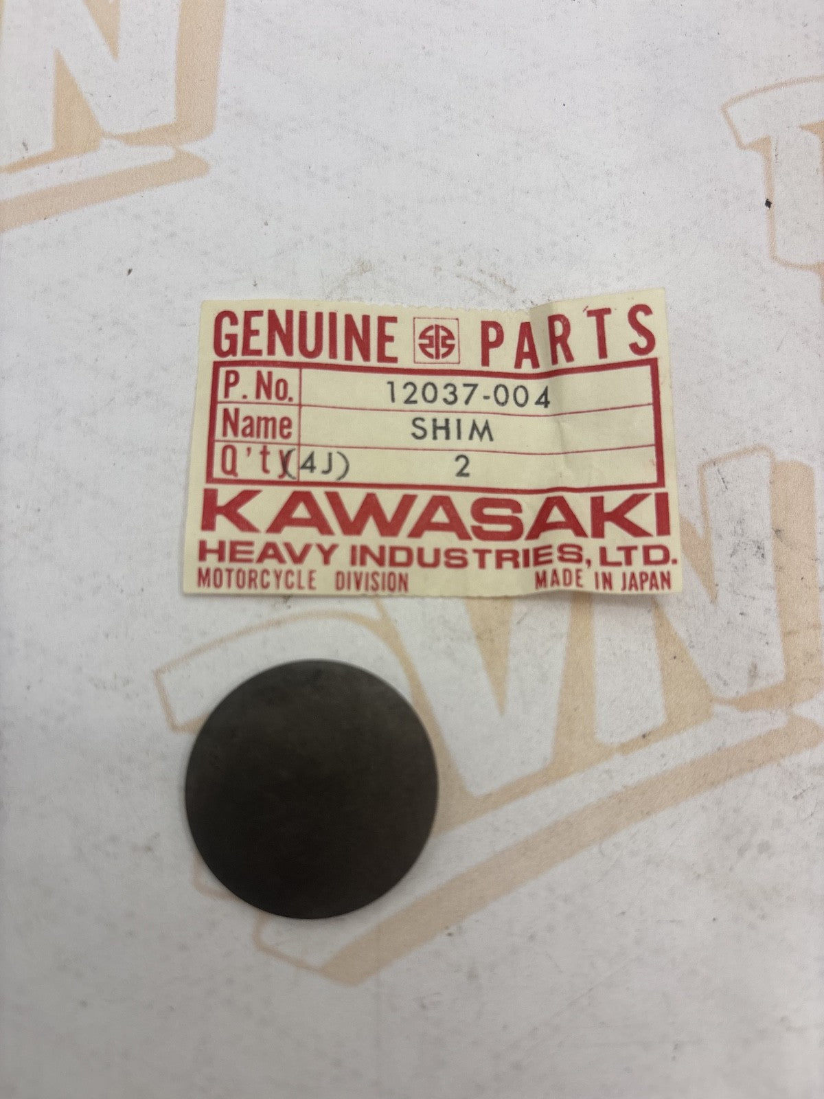 New OEM Kawasaki 12037-004 Tappet Shim 2.15T Qty 1 NOS