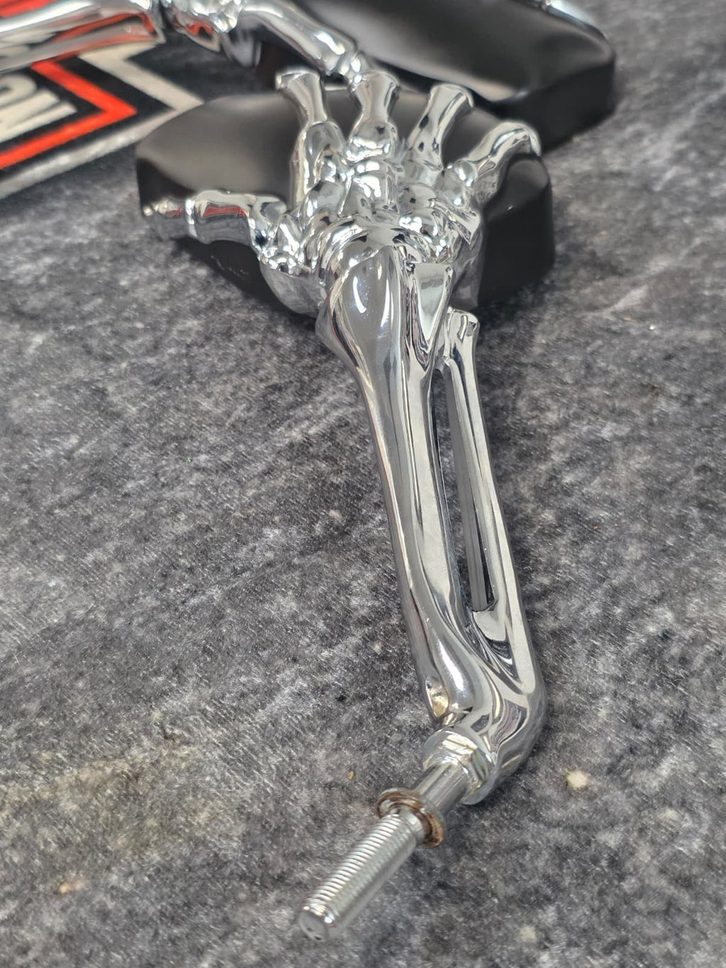 Kuryakyn Skeleton Hand Mirrors Chrome Stem with Black Head