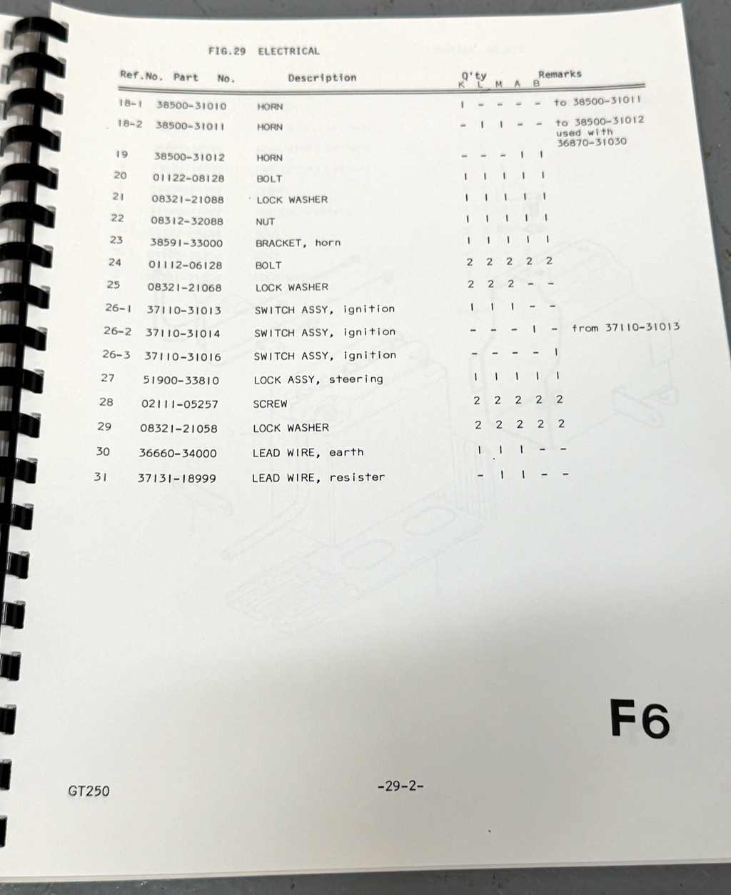 Suzuki GT250 Parts Manual 1973-1977