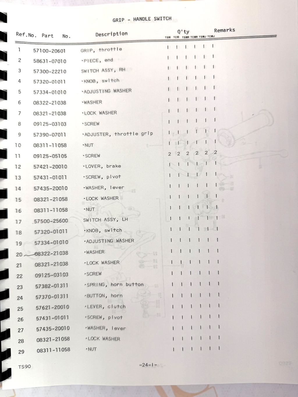 Suzuki TS90 TC90 parts and service manual 1970-1972