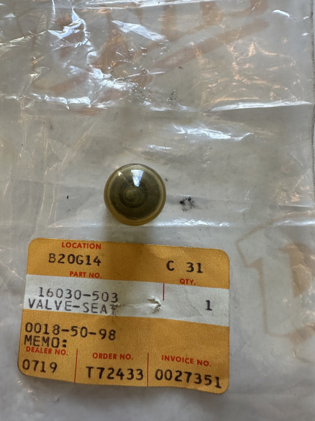NOS Kawasaki  16030-503 Valve Seat 86 JS300 76 JS400 73-74 WSA 77-92 JS440