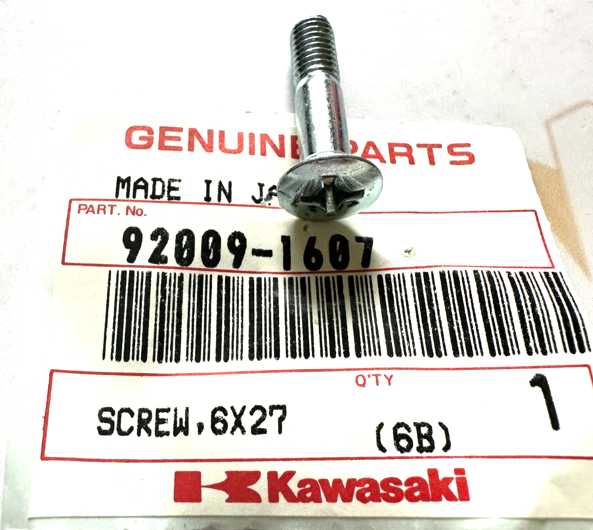 Kawasaki Genuine Screw,6X27 - 92009-1607