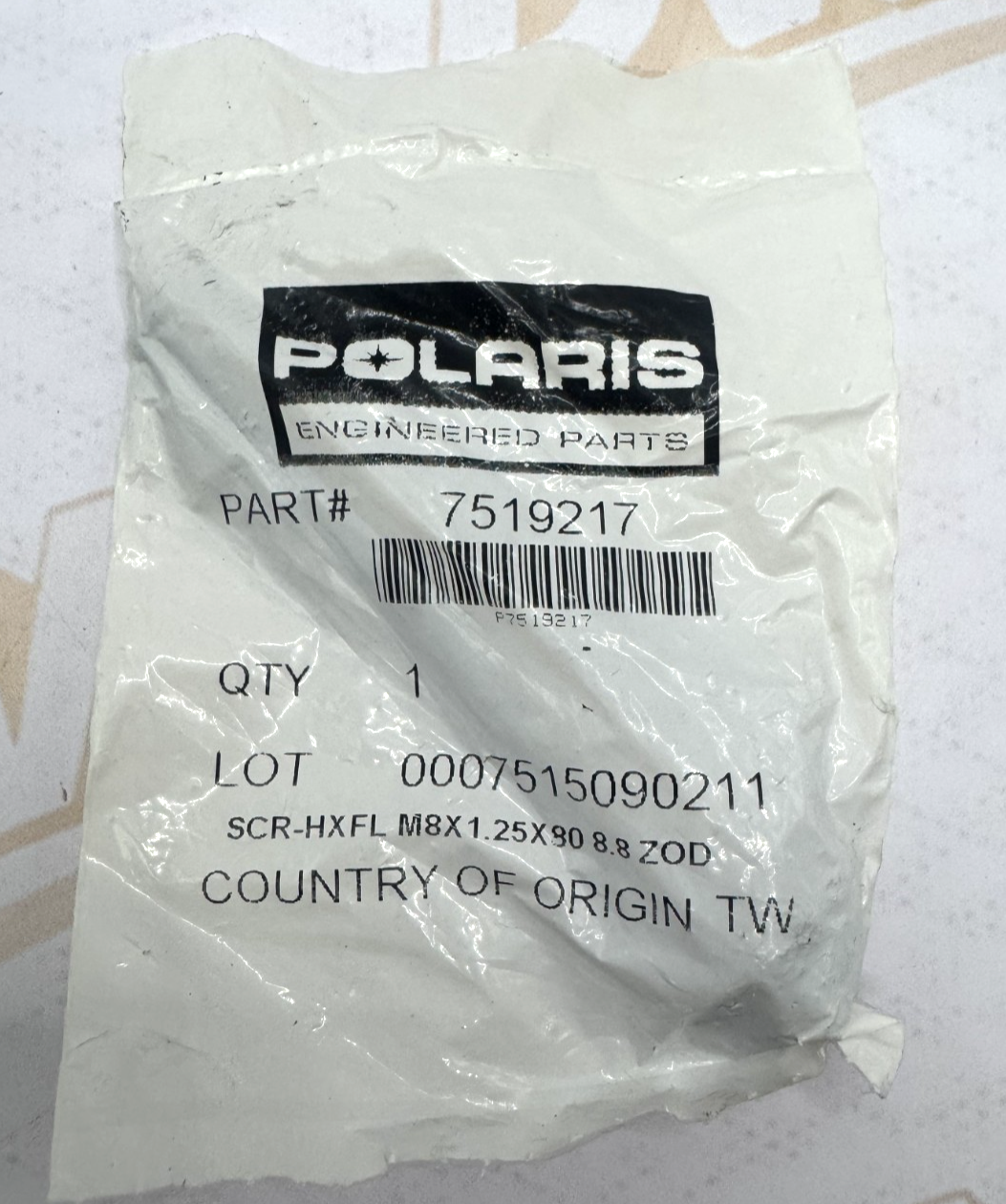 Polaris Hex Flange Screw, 8 mm x 1.25 mm x 80 mm, for RANGER Models - 7519217