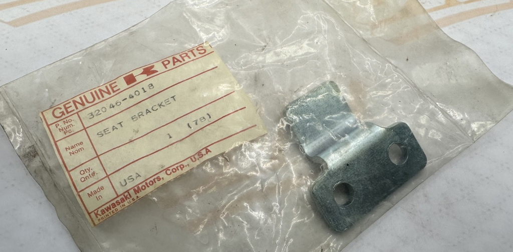 New Kawasaki Seat Bracket p/n 32046-4018 OEM New Old Stock NOS KLT185 ATV