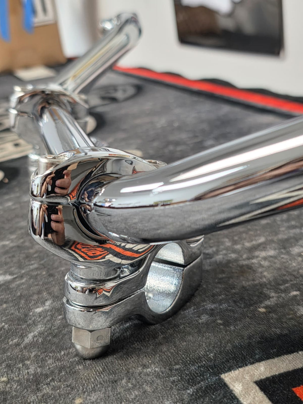 CHROME Adj Mustache Bar for Harley SOFTAIL ,'91-'12 Dynas FXD FXDL FXDC 7503