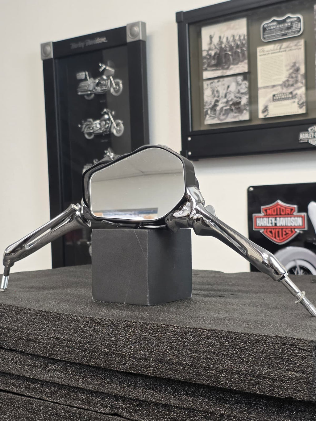Kuryakyn Skeleton Hand Mirrors Chrome Stem with Black Head