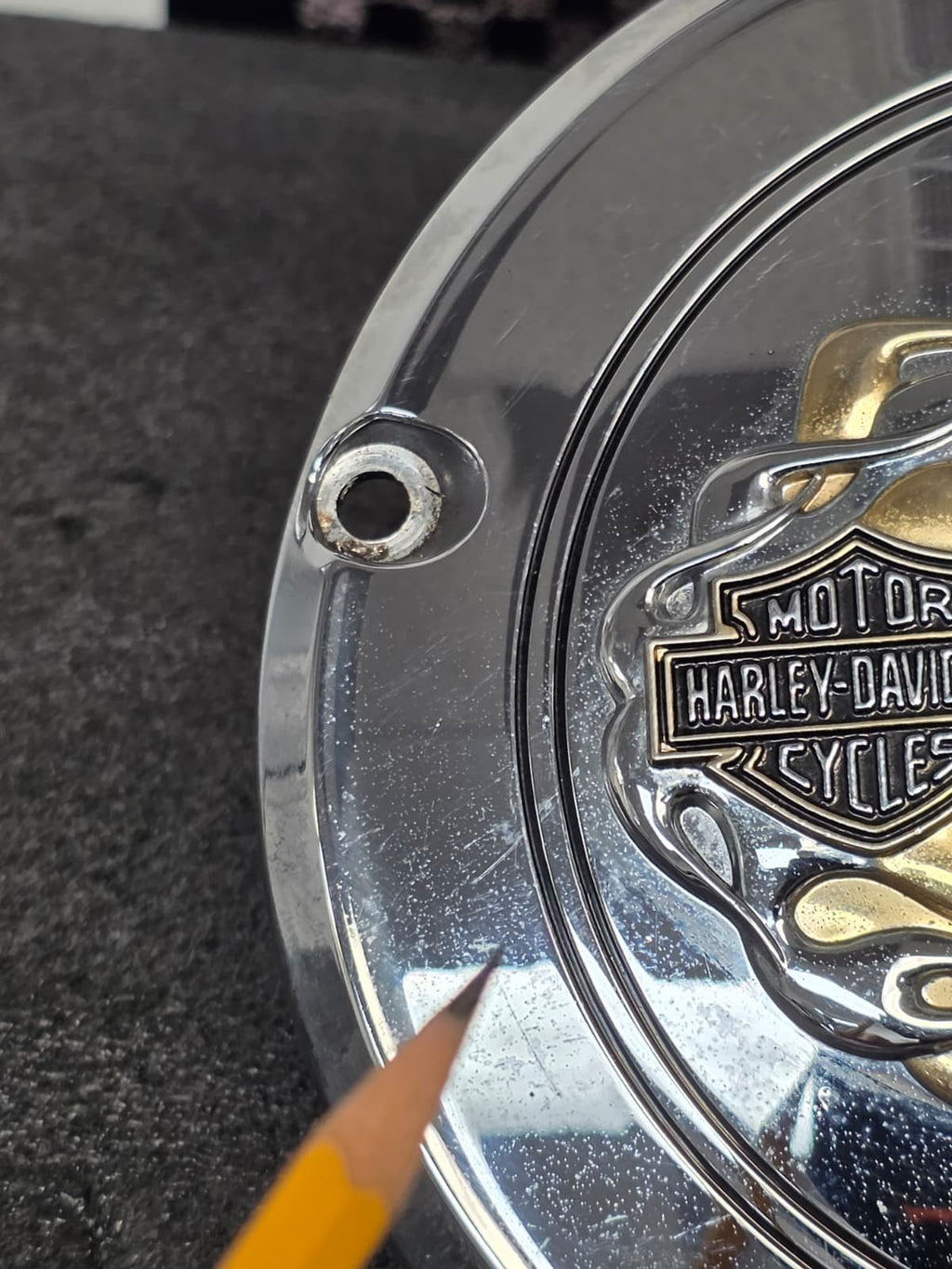 Harley primary derby inspection cover flames flamed Dyna, SOFTAIL 99-17 TWIM CAM