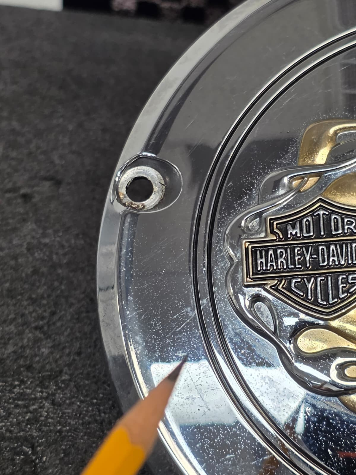 Harley primary derby inspection cover flames flamed Dyna, SOFTAIL 99-17 TWIM CAM