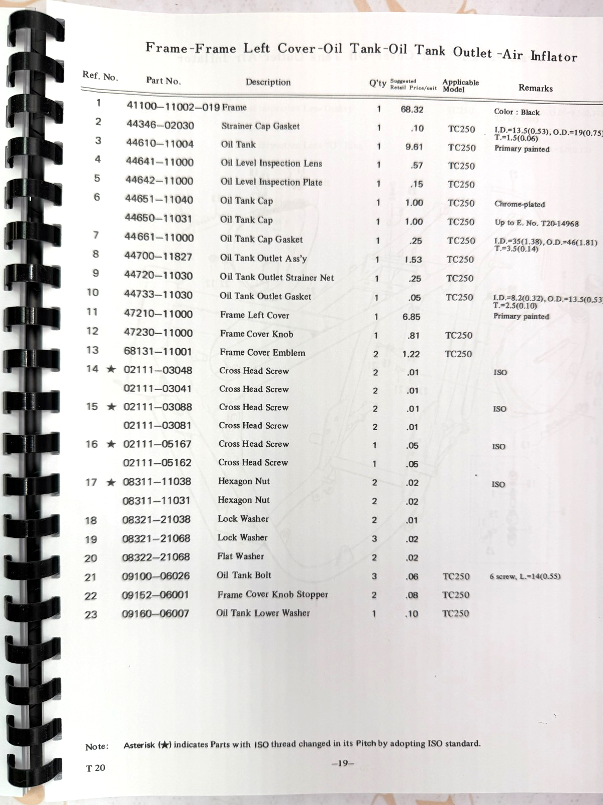 Suzuki T20 TC250 parts and service manual 1966-1968