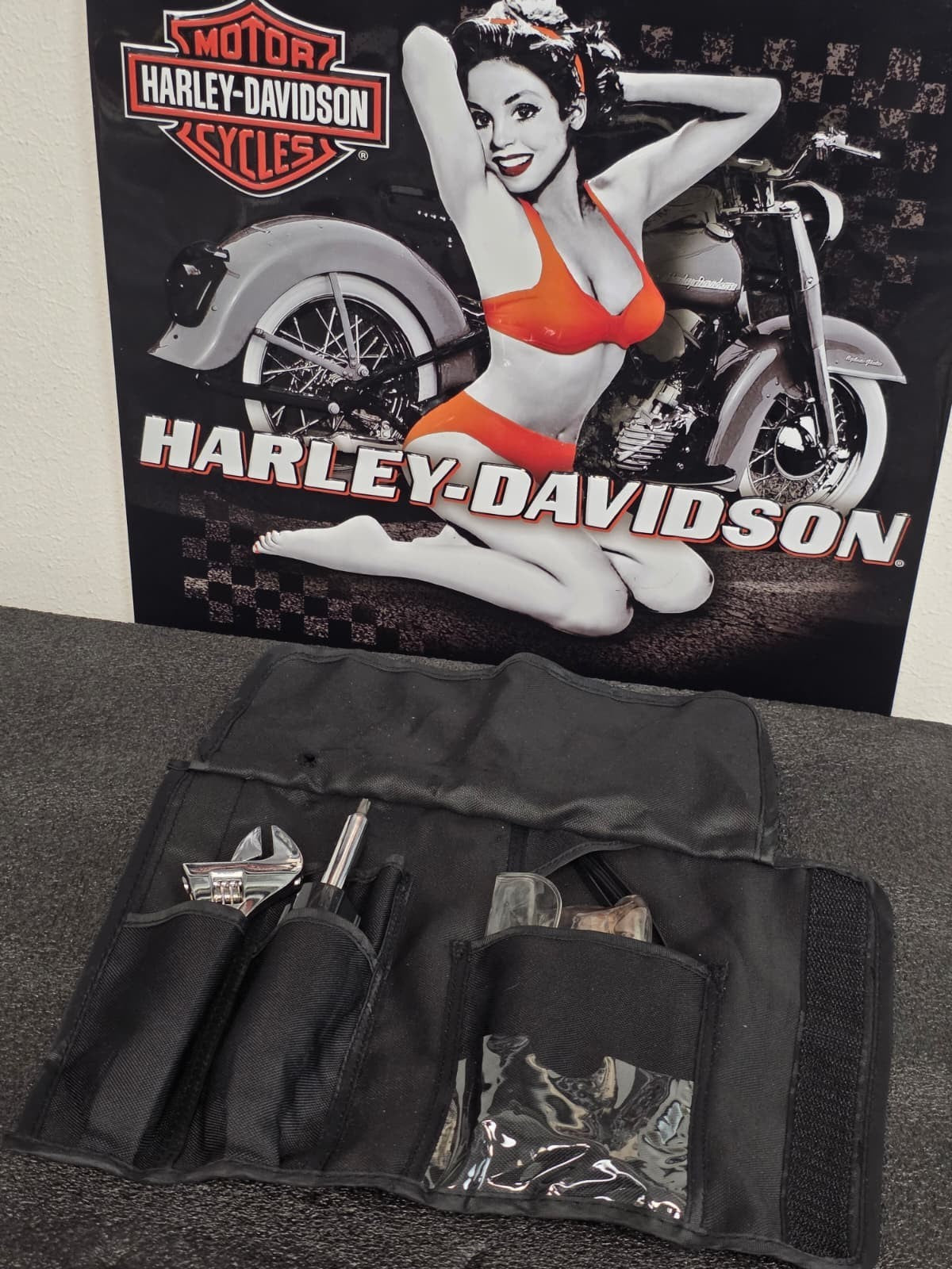 Harley Davidson roll up tool kit w/ Tools Kit