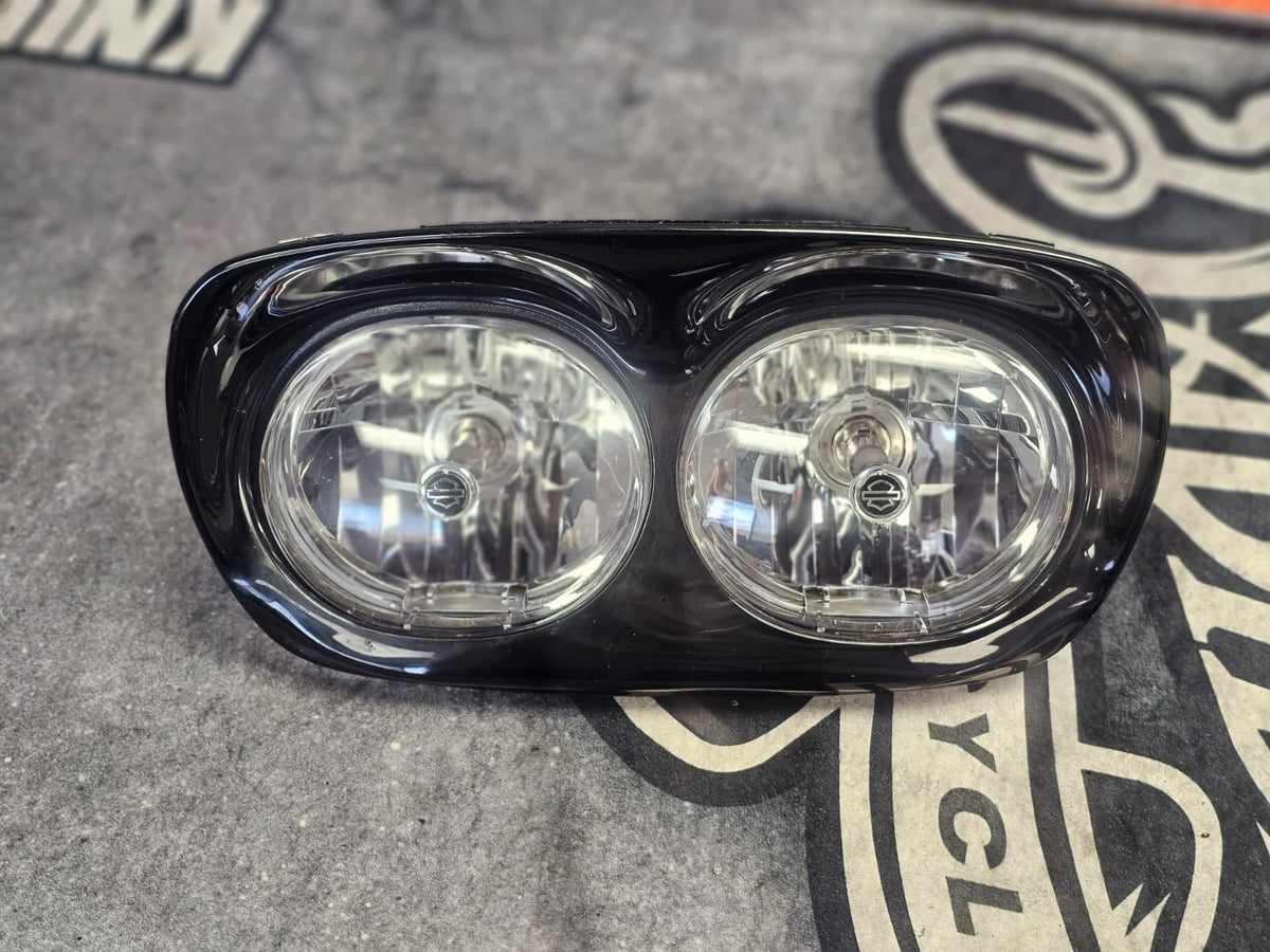 Harley Roadglide Headlight Assembly 2010-13 Fltr Bulbs Bezel Trim Ring Oem