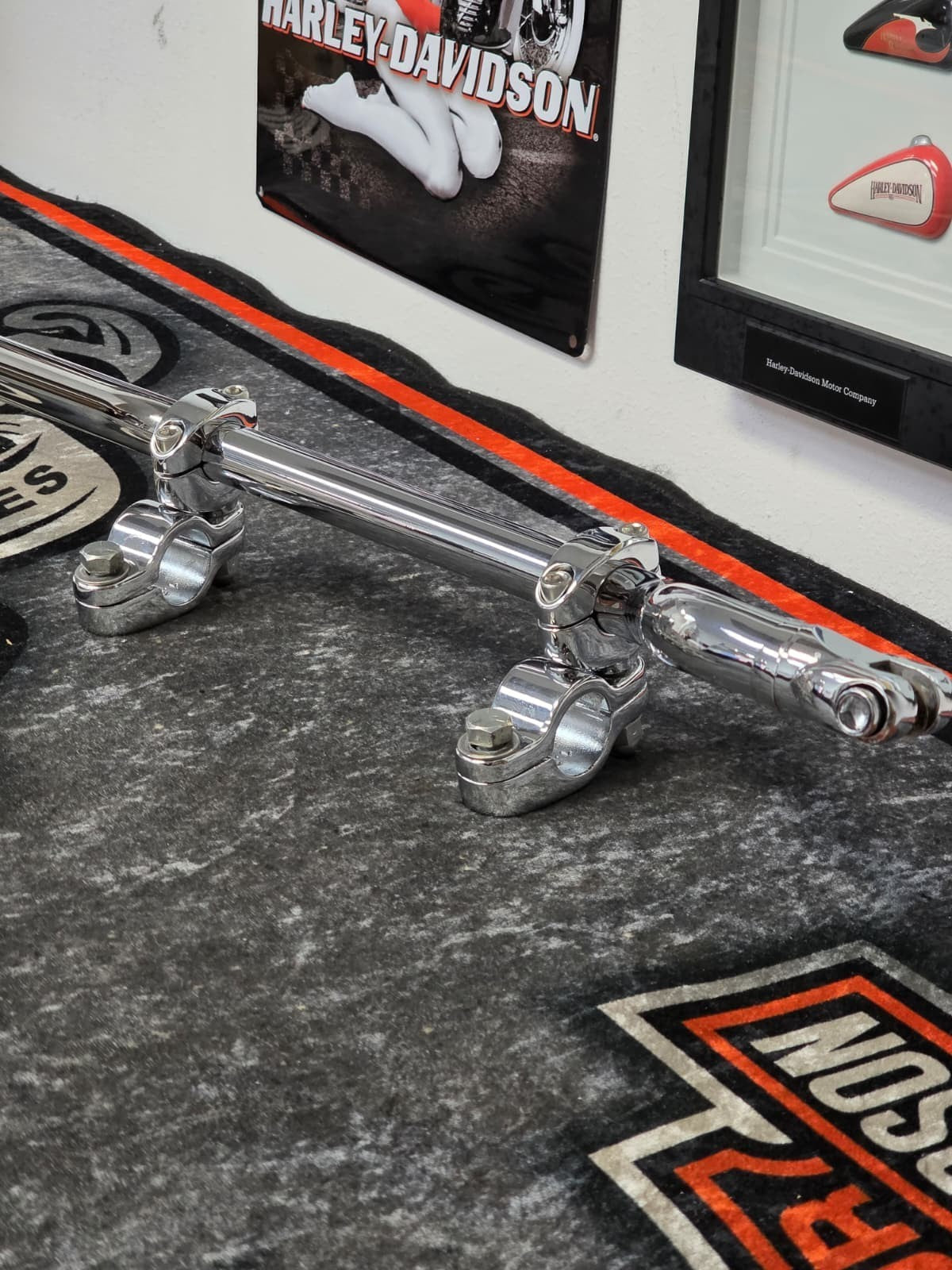 CHROME Adj Mustache Bar for Harley SOFTAIL ,'91-'12 Dynas FXD FXDL FXDC 7503