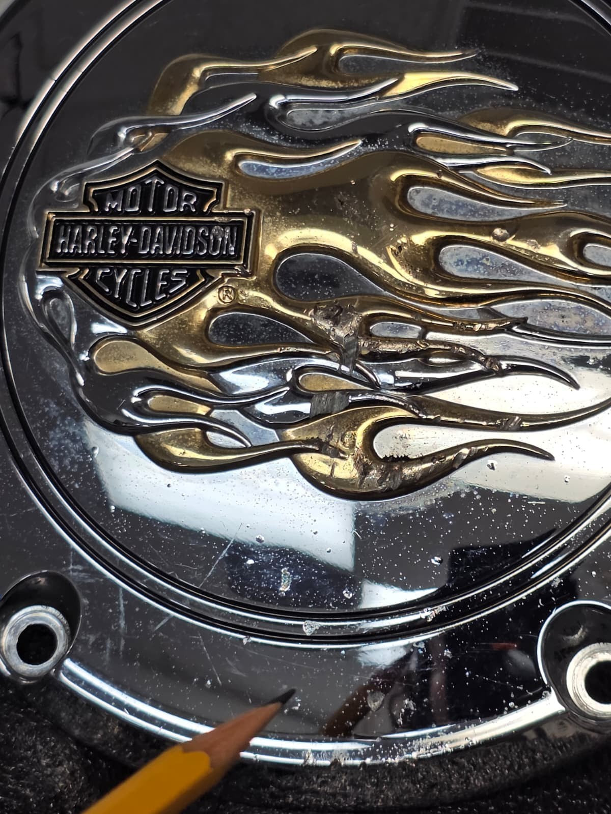 Harley primary derby inspection cover flames flamed Dyna, SOFTAIL 99-17 TWIM CAM