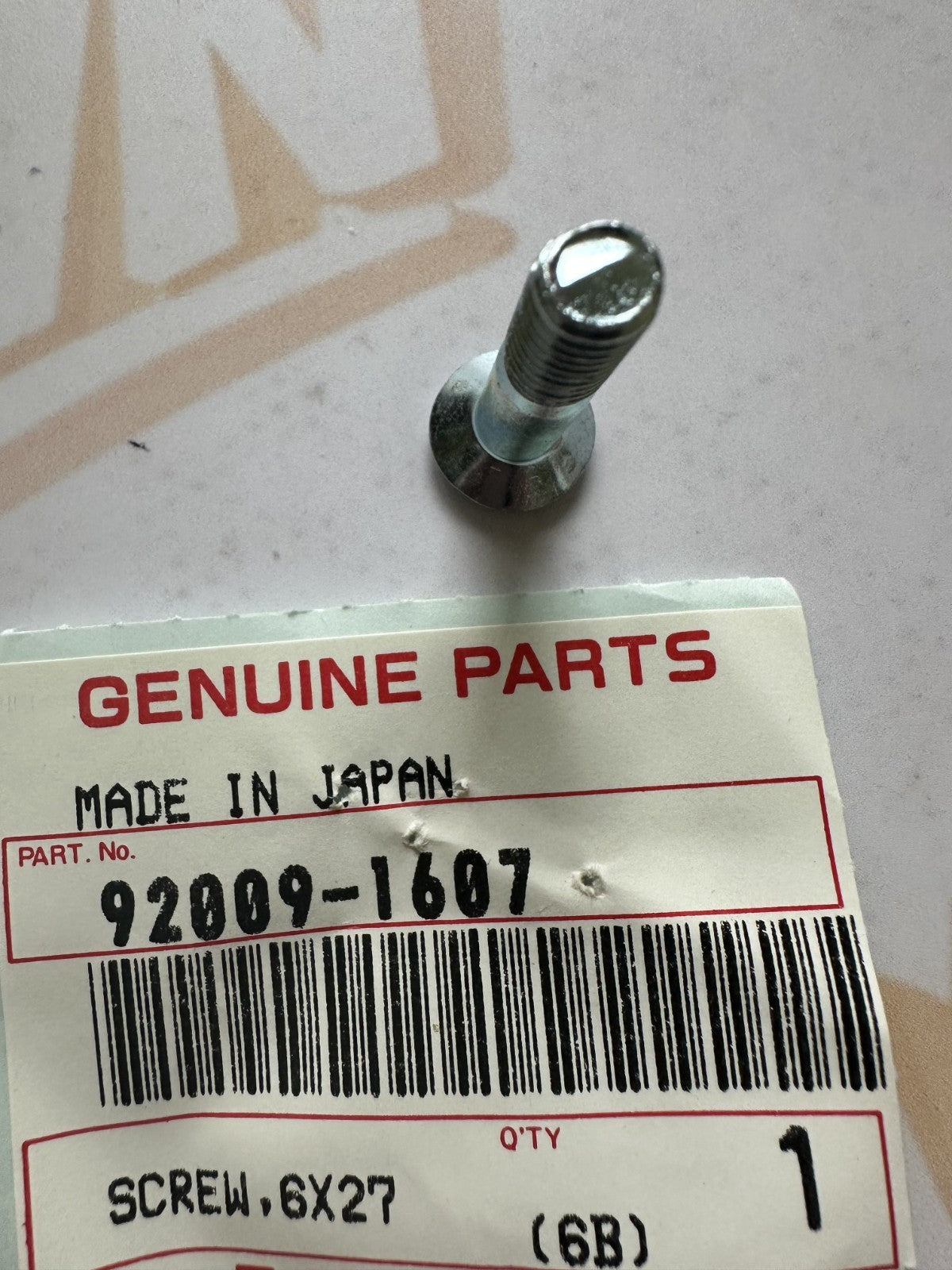 Kawasaki Genuine Screw,6X27 - 92009-1607