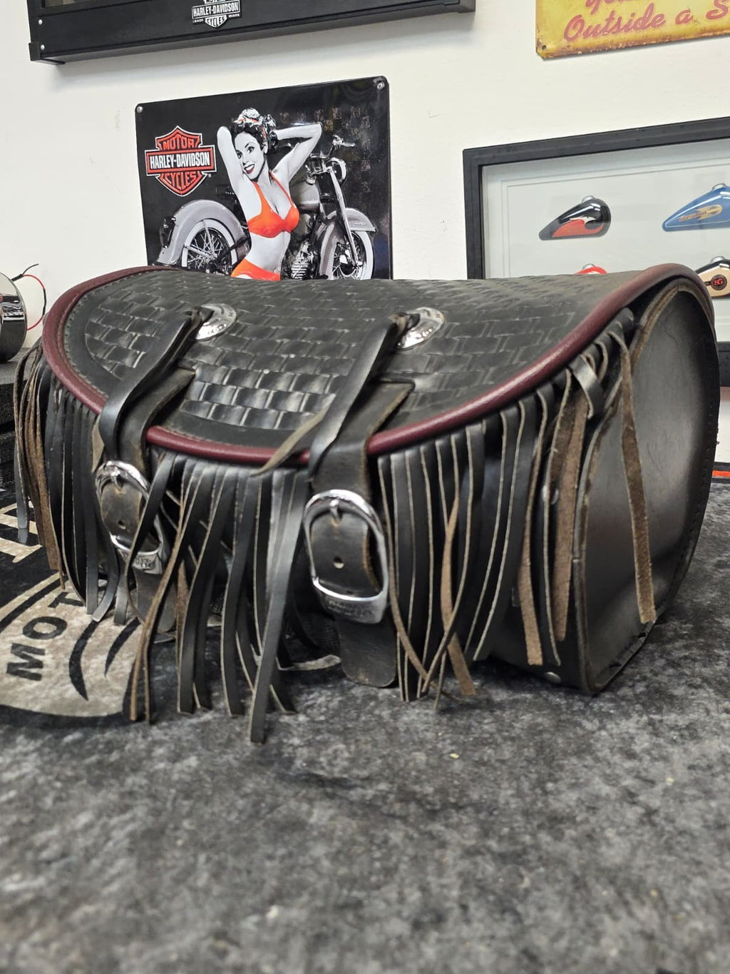 OEM HarleyFLSTS Heritage Springer ANNIVERSARY 95 Leather Luggage Rack Bag BROWN